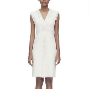 Rebecca Taylor ivory sleeveless stretch tweed lace dress